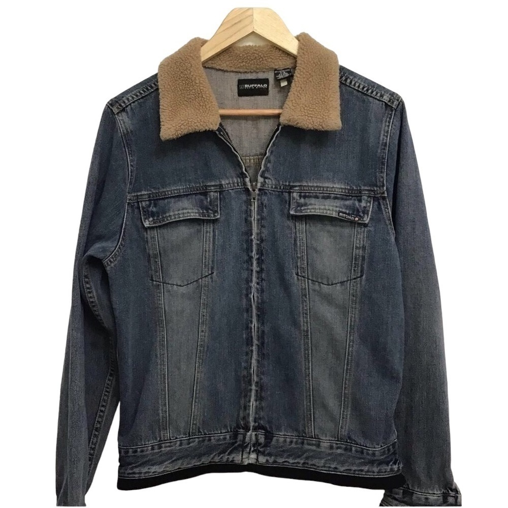 BUFFALO David Bitton jeans jacket denim Sherpa collar small 100% cotton small